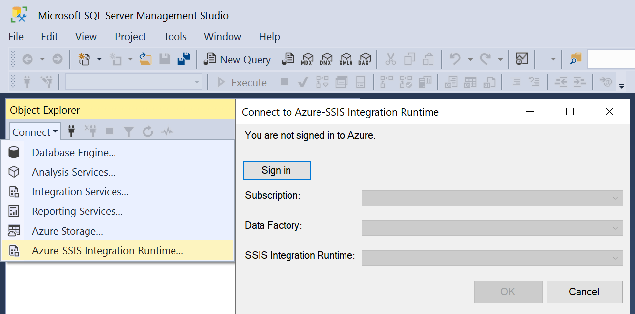 Herstellen einer Verbindung mit Azure-SSIS IR