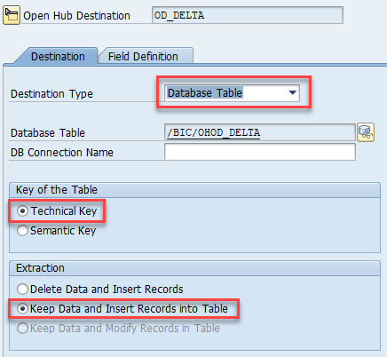 Dialogfeld zum Erstellen der SAP BW OHD-Deltaextraktion 2