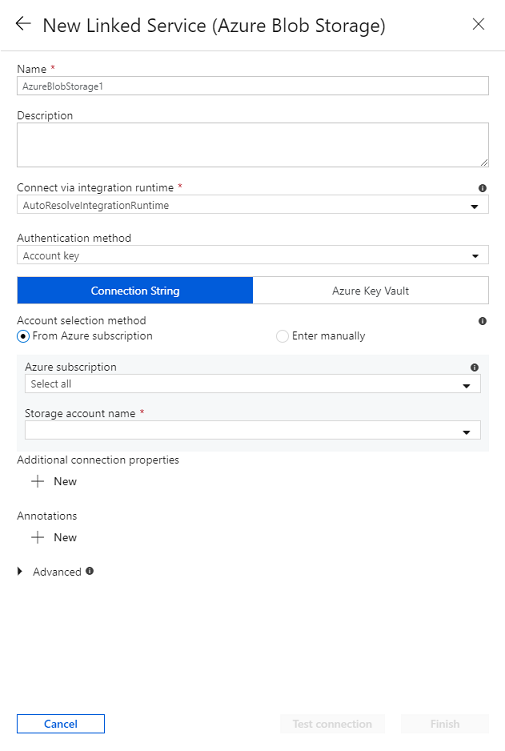 Vorbereiten des mit Azure Blob Storage verknüpften Diensts für das Staging