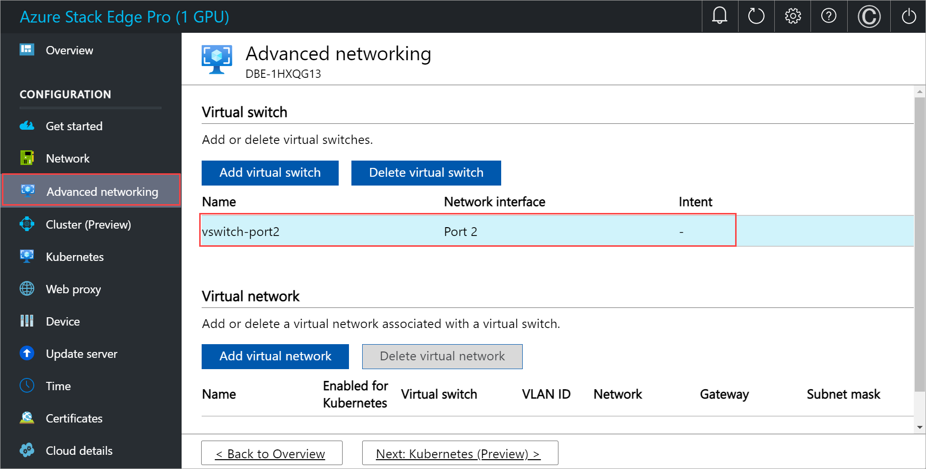 Screenshot der Seite „Computekonfiguration“ unter „Erweitertes Networking“ auf der lokalen Benutzeroberfläche 3