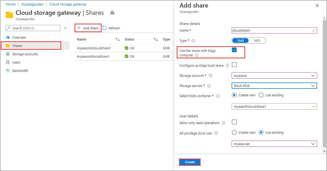 Erstellen von Cloudfreigaben im Azure-Portal für die statische Bereitstellung