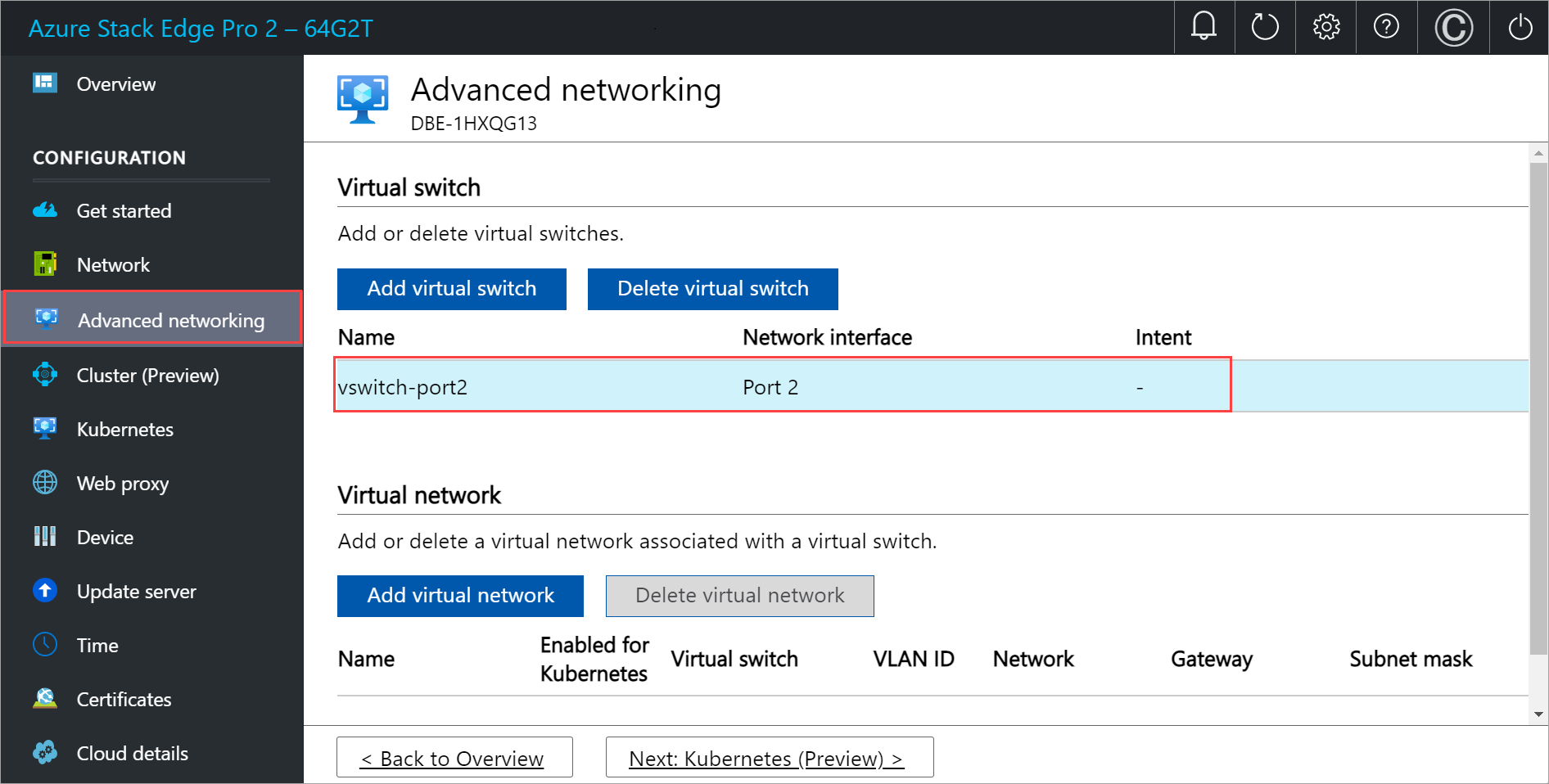 Screenshot der Seite „Computekonfiguration“ unter „Erweitertes Networking“ auf der lokalen Benutzeroberfläche 3.