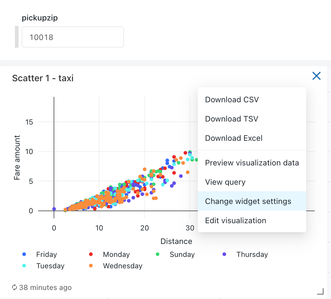 Öffnen der Dashboardparameterzuordnung