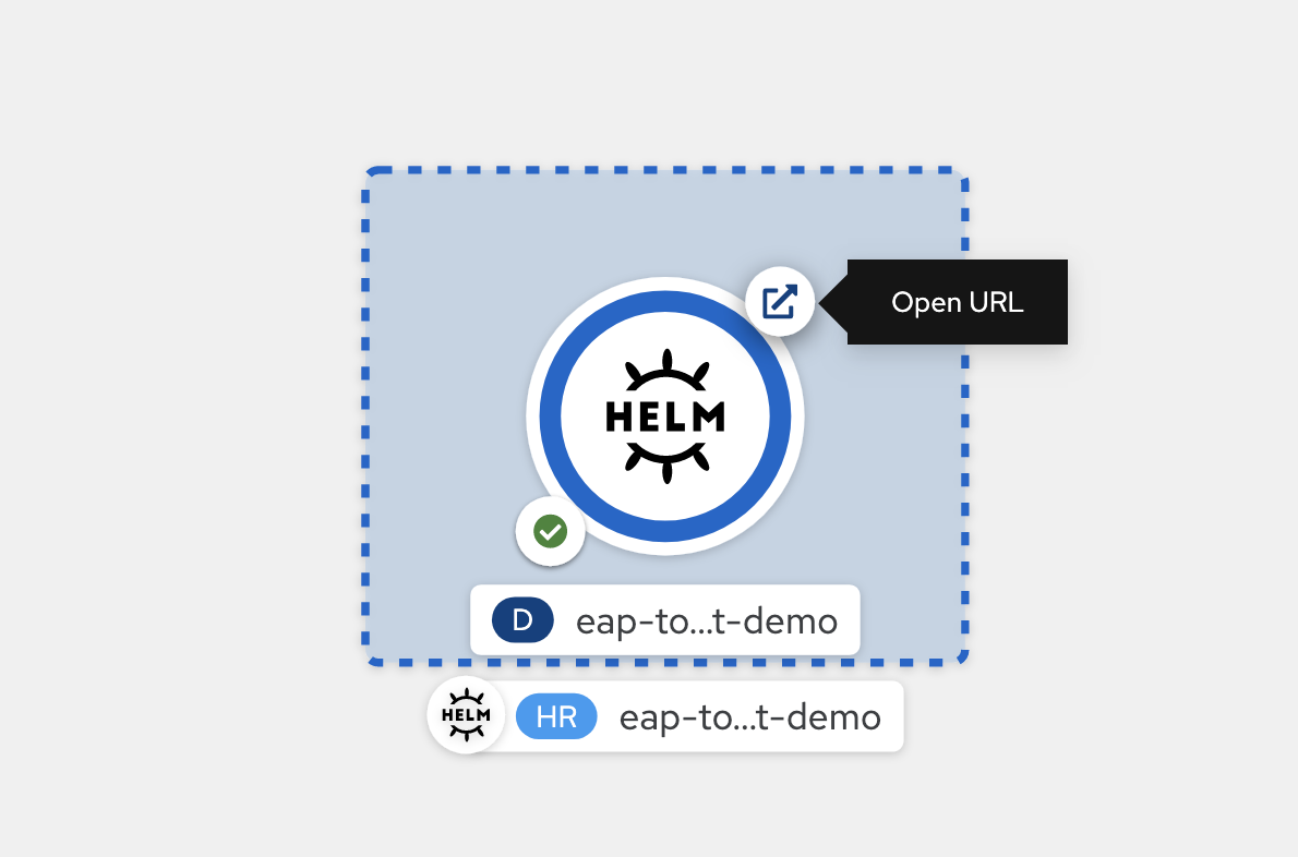 Screenshot: Offene Anwendung in der OpenShift-Konsole