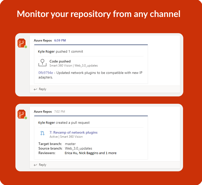 Azure Repos-App für Microsoft Teams.