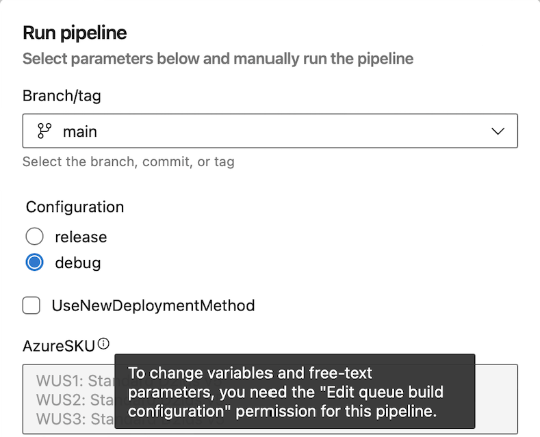 Screenshot der Pipeline ausführen.