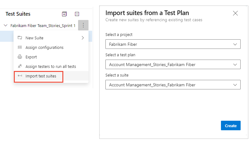 Übersicht über den Import der Testsammlungsstruktur.