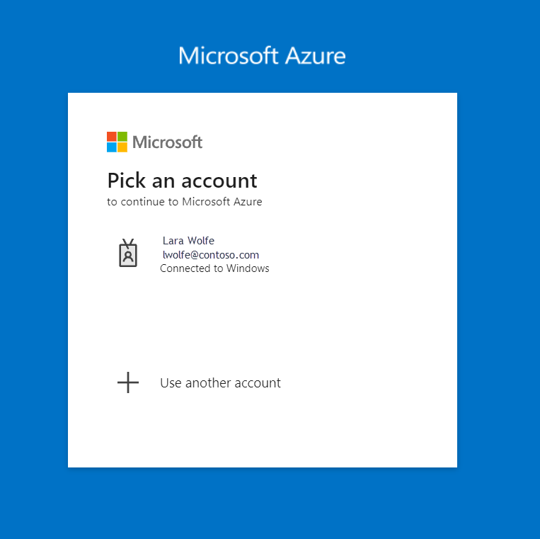 Screenshot: Microsoft Azure-Bildschirm „Konto auswählen“