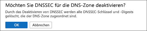 Screenshot des DNSSEC-Status.