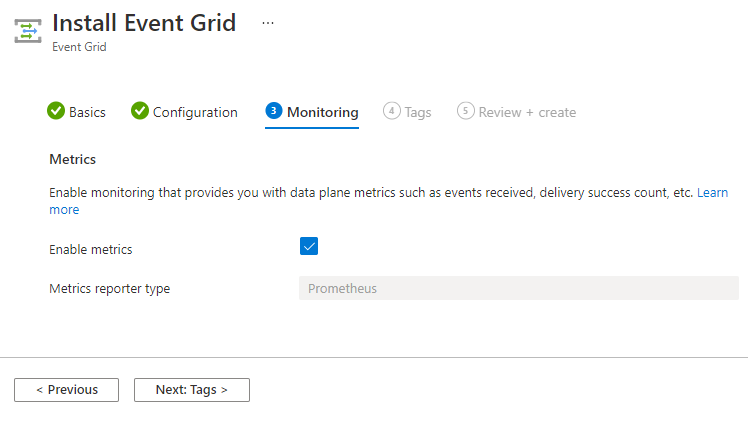 Installieren der Event Grid Erweiterung – Überwachungsseite