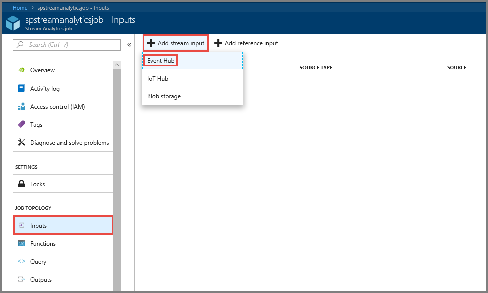 Hinzufügen eines Event Hubs als Eingabe