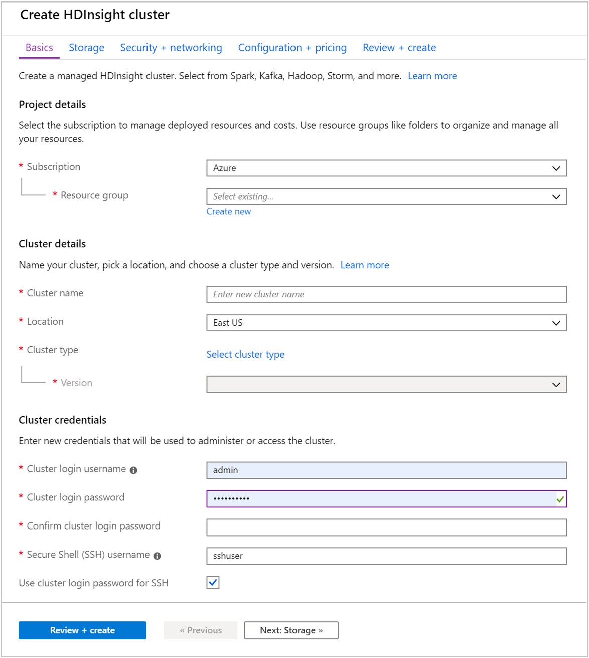 Azure-Portal: Grundlagen für Clustererstellung