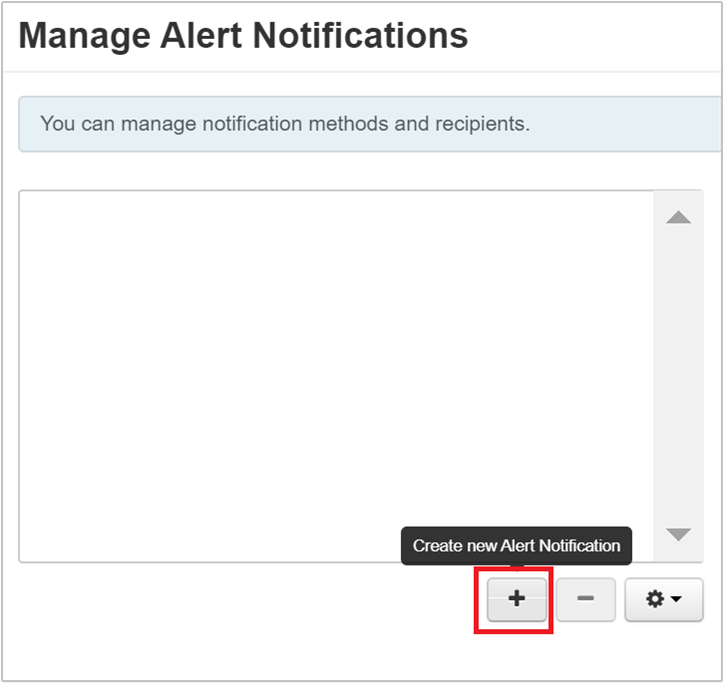 Screenshot: Dialogfeld „Manage Alert Notifications“ (Warnungsbenachrichtigungen verwalten)