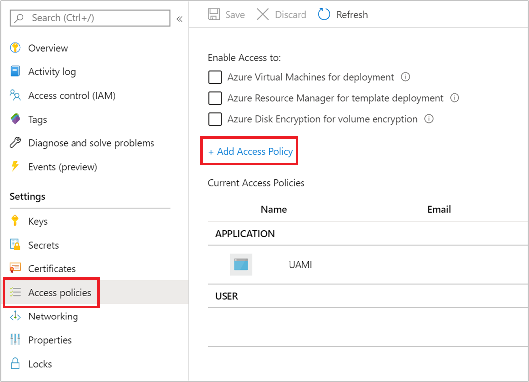 Erstellen einer neuen Azure Key Vault-Zugriffsrichtlinie.