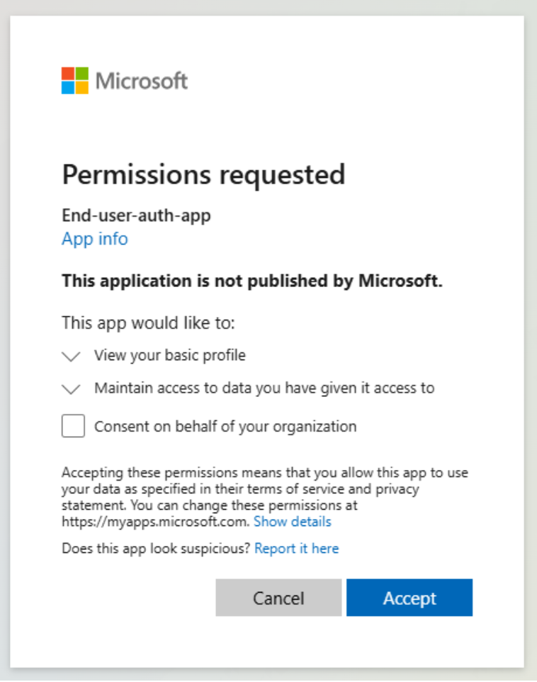 A screenshot of the bot asking for permissions