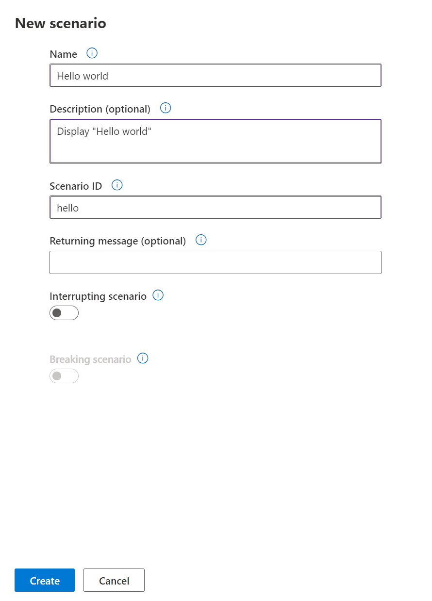 a screenshot of scenario settings