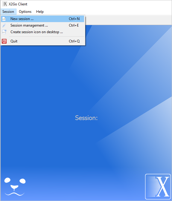 Screenshot: X2Go-Clientsitzungsmenü.