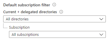 Screenshot des Standardabonnementfilters mit Auswahl aller Verzeichnisse und Abonnements