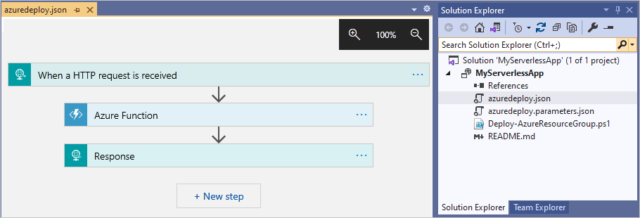 Screenshot: Logik-App-Workflow im Designer