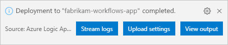 Screenshot: Meldung, dass die Bereitstellung in Azure erfolgreich abgeschlossen wurde.