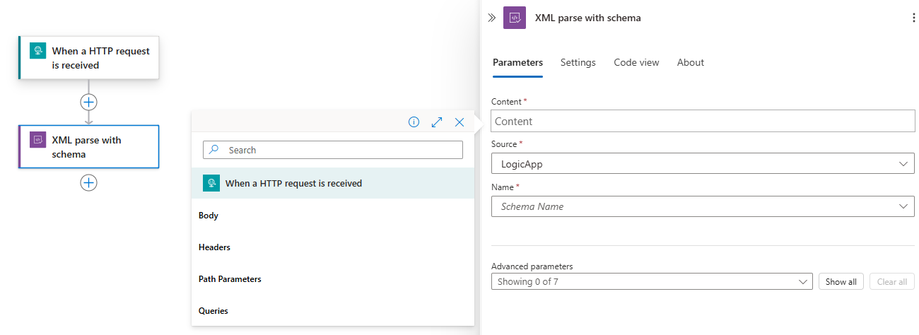 Screenshot: Standardworkflow mit geöffneter Liste dynamischer Inhalte.