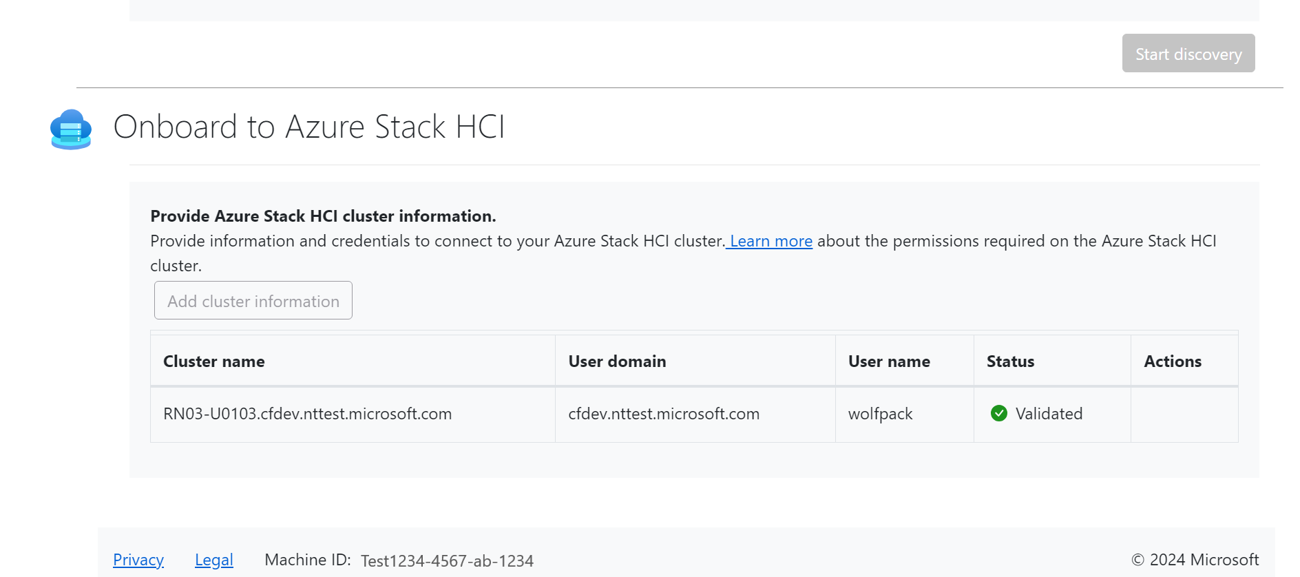 Screenshot: Abschnitt „Onboarding in lokaler Azure-Umgebung“