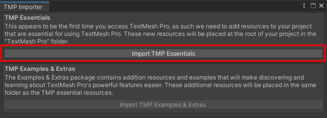 Importieren von TextMesh Pro-Ressourcen