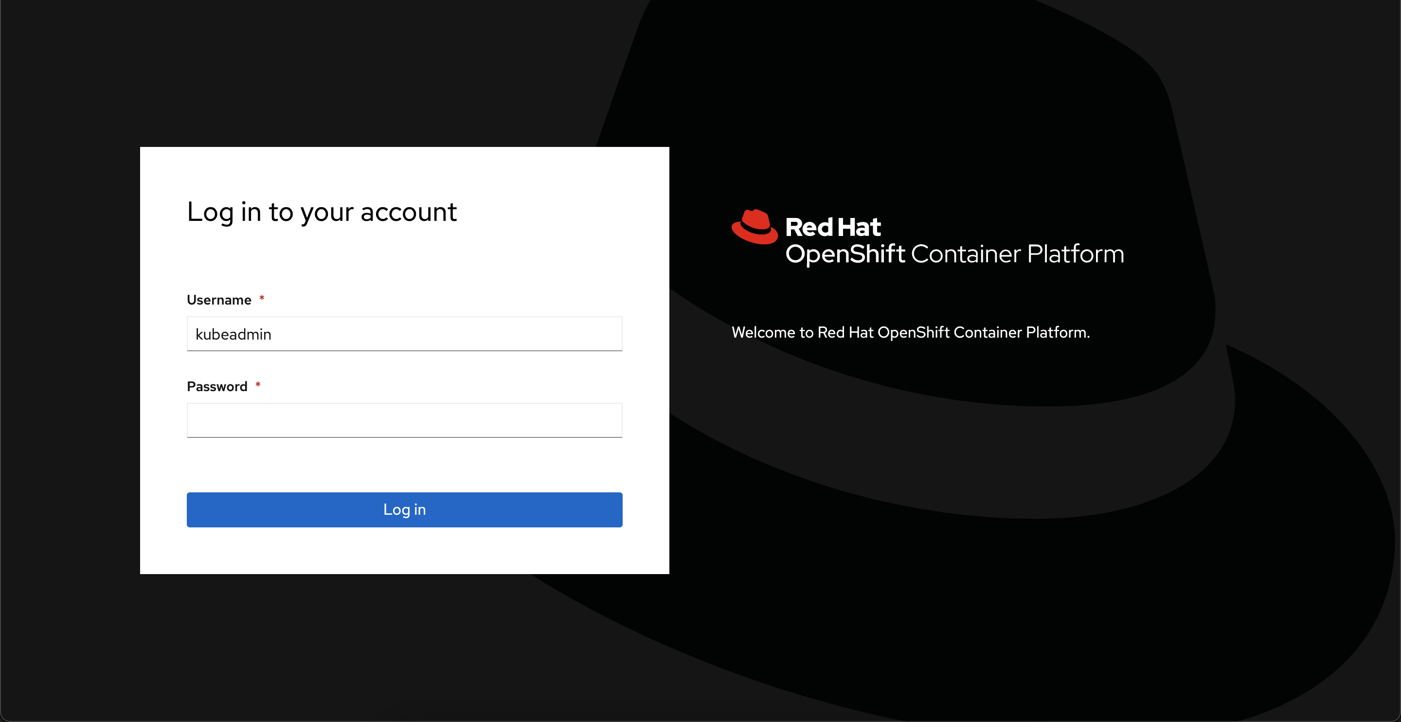 Screenshot: Anmeldebildschirm von Azure Red Hat OpenShift