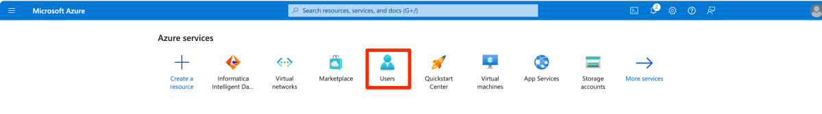 Screenshot eines Benutzerressourcenanbieters im Azure-Portal.