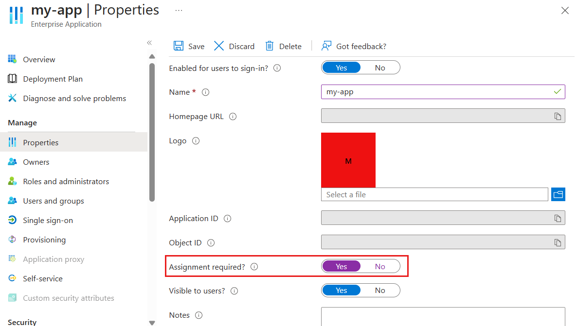 Screenshot des Microsoft Entra Admin Centers, der das Festlegen einer Zuweisung zeigt.