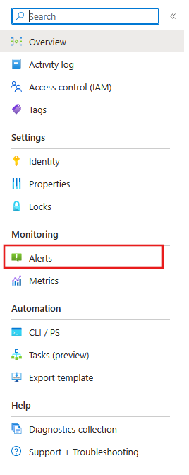 Screenshot: Azure-Portal mit dem Ressourcenmenü für die Packet Core-Steuerungsebene oder -Datenebene