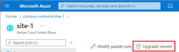 Screenshot des Azure-Portals mit der Option „Versionsupgrade“.