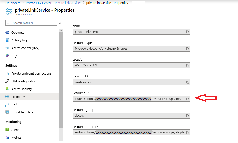 Screenshot der Überprüfung von Ressourcen-ID-Informationen.