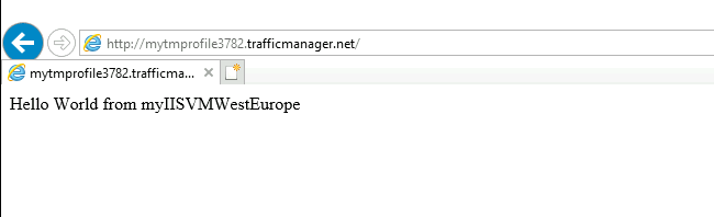 Screenshot, der das Traffic Manager-Profil in einem Webbrowser für Europa, Westen zeigt.