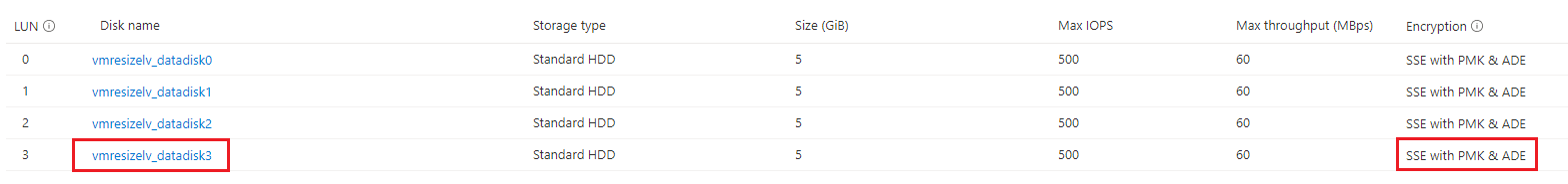 Screenshot: Verschlüsselungsinformationen im Portal. Datenträgername und Verschlüsselungsinformationen sind hervorgehoben.