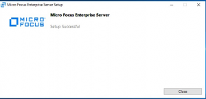 Der Screenshot zeigt eine Erfolgsmeldung im Dialogfeld „Micro Focus Enterprise Server“.