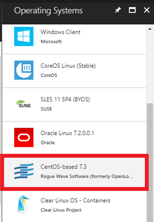 Betriebssystemoptionen im Azure-Portal