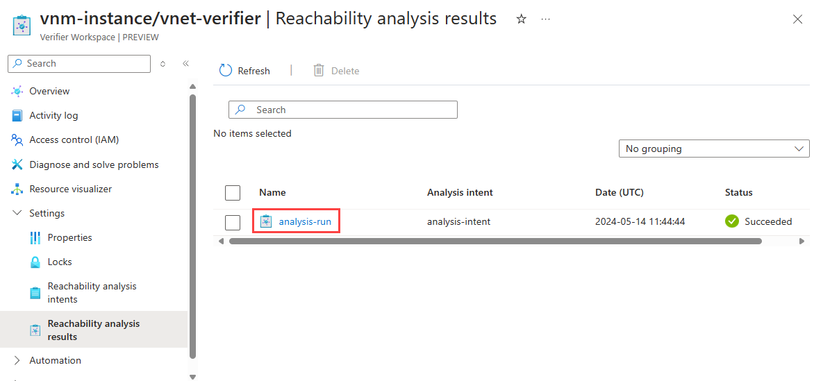 Screenshot: Fenster „Erreichbarkeitsanalyseabsicht“ mit der anzuzeigenden Ausführung der Analyseabsicht.