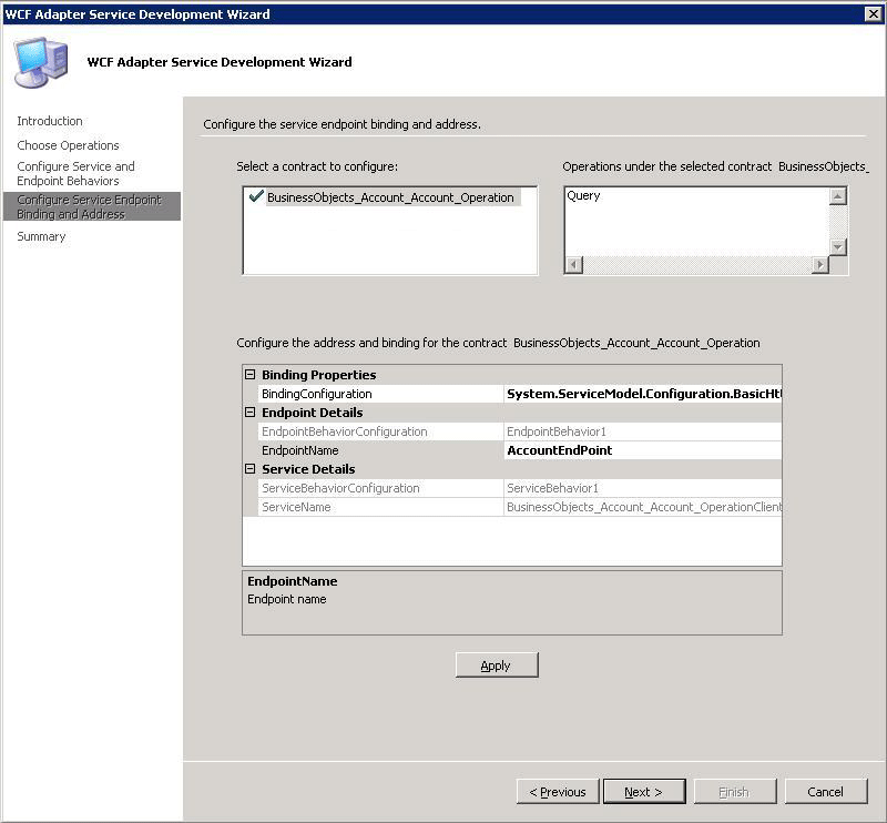 Konfigurieren der Dienstendpunktbindung und der Adresse