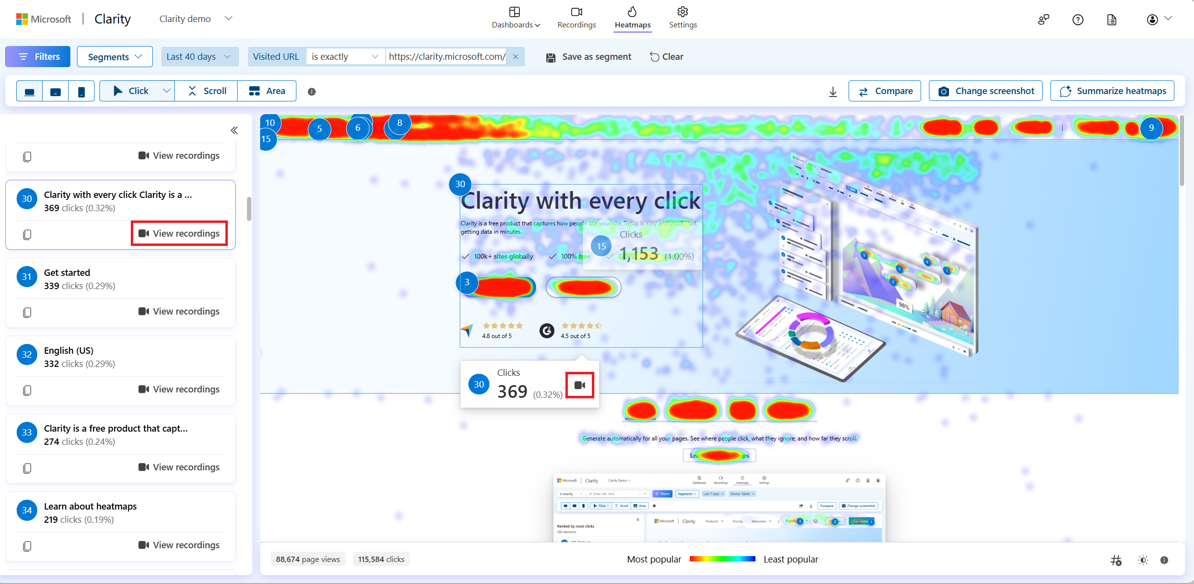 clicked element view.