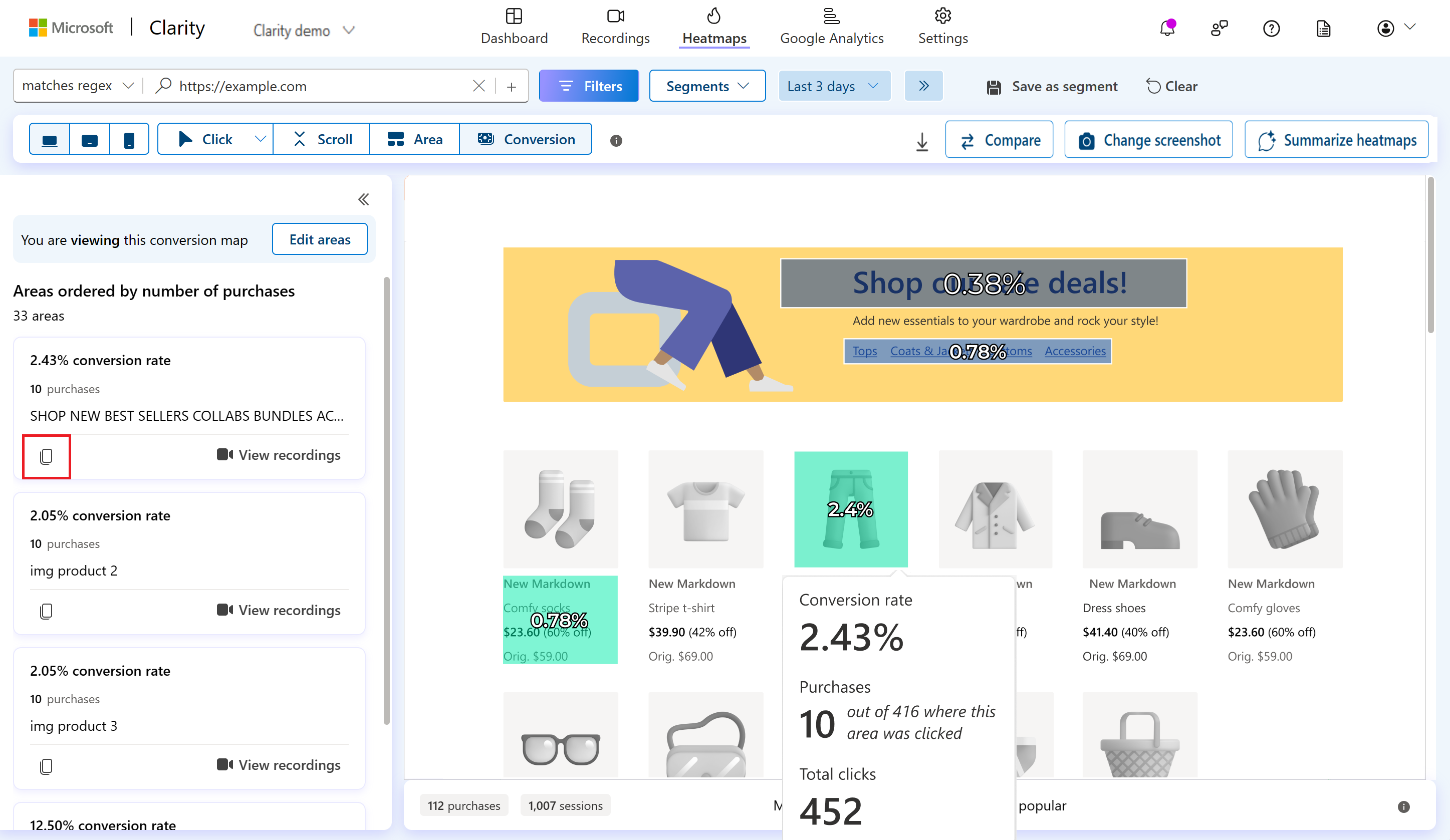 Copy element to clipboard in Conversion maps.