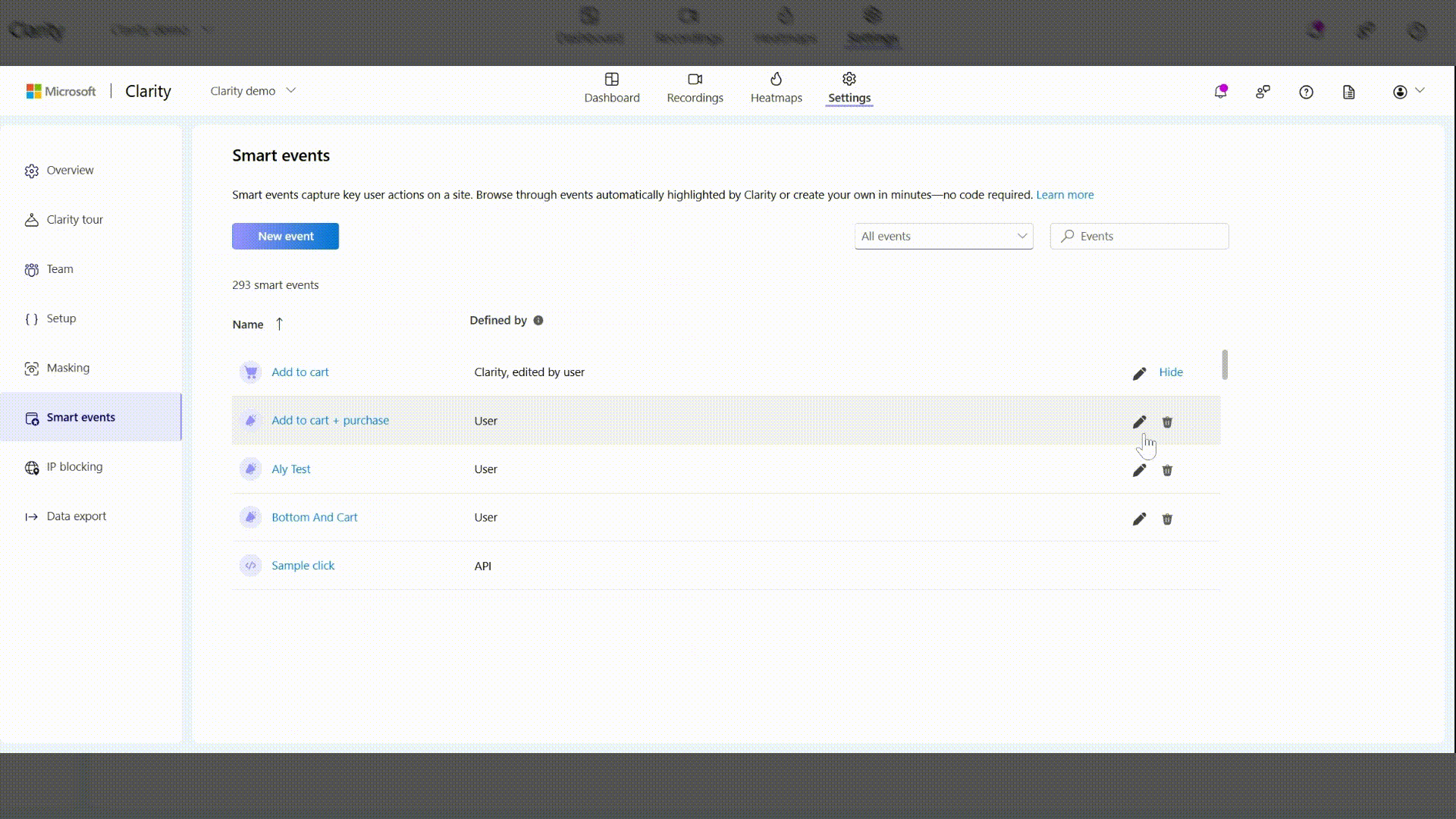 Edit user-defined events in SDK.