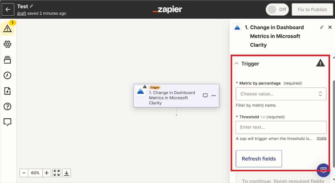 Select triggers and choose metrics.