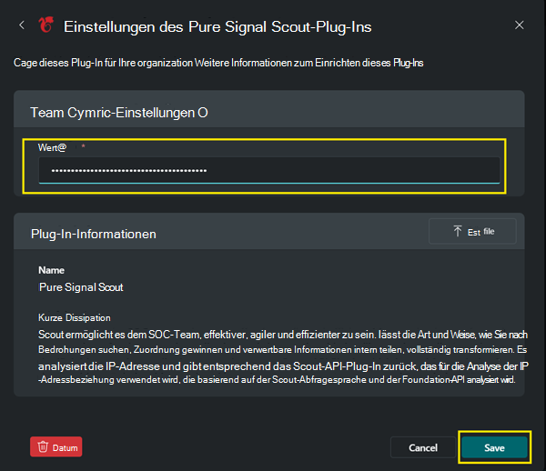 Abbildung der Einstellungen des Pure Signal Scout-Plug-Ins.