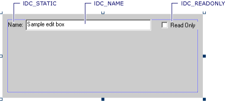 Screenshot einer Dialogressource im visuellen Editor.