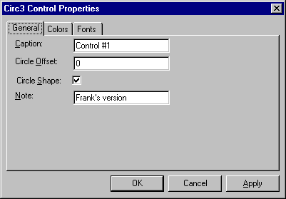 Properties dialog box for Circ3.