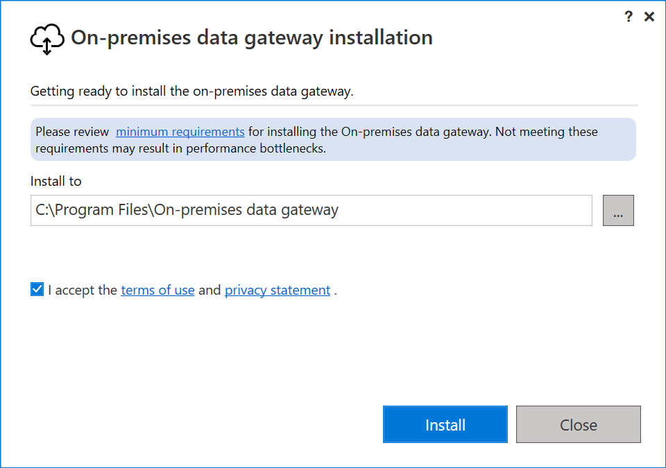 Installieren in den Standardinstallationspfad.