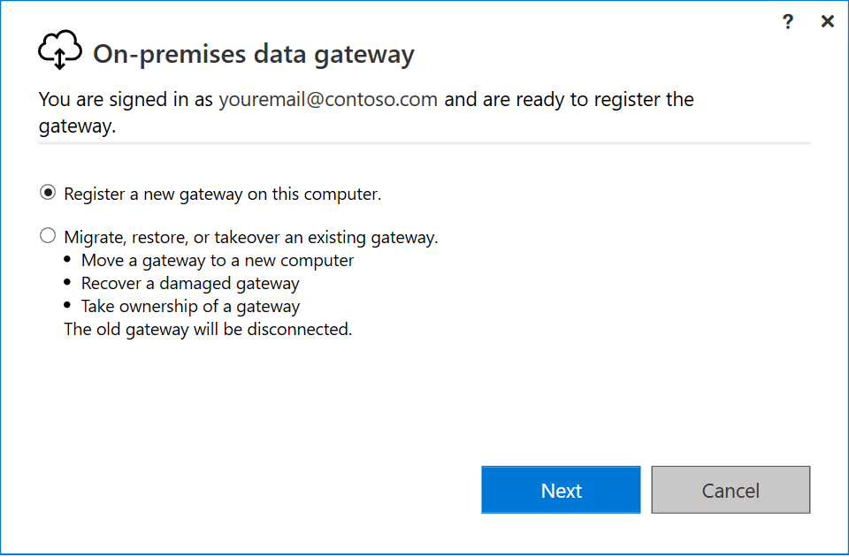 Registrieren des Gateways.