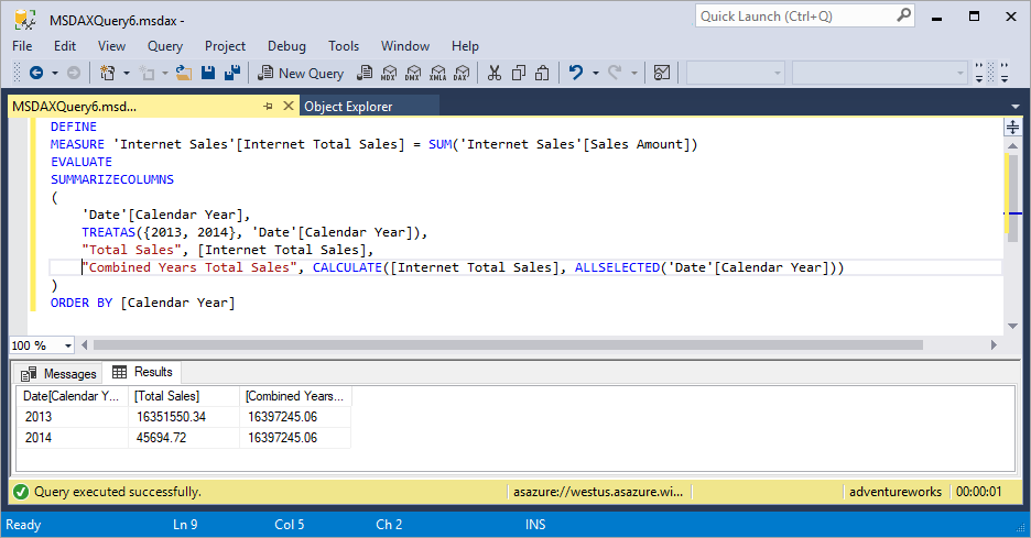 EVALUATE-Anweisung mit Measuredefinition in DAX