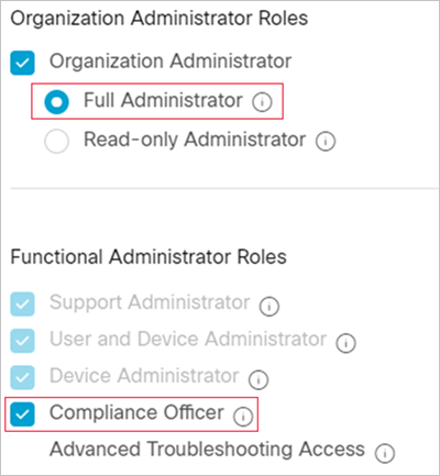 Erforderliche Webex-Rollen.